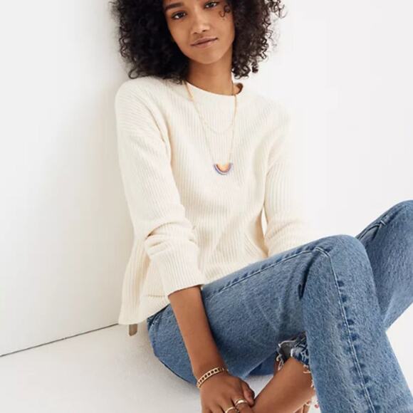 Madewell Sweaters - Madewell Patch Pocket Cream Pullover Sweater